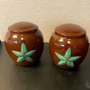 Vintage Turquoise Star salt and pepper shakers. Used in great condition.